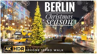 Berlin Germany  Christmas Season 2023 🎄 4K HDR  iPhone 15 Pro  KuDamm Winter Walk amp First Snow❄️ [upl. by Cottrell513]