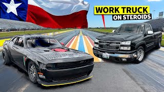 Is a 1500hp Twin Turbo Silverado ENOUGH to beat Demonologys Black Ghost Dodge Demon [upl. by Dyrraj78]