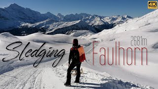 Faulhorn 2681m  Longest sledging run in the world  Schlitteln in Jungfrau Region Grindelwald  4K [upl. by Raasch]