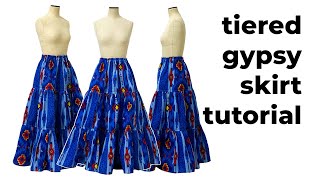 TIERED GYPSY PEASANT SKIRT TUTORIAL  PATTERN MAKING AND SEWING TUTORIAL  LA MODÉLISTE [upl. by Naivart]