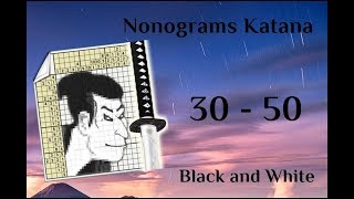 Nonograms Katana  30  50  Black and White  ALL SOLUTIONS [upl. by Aicirtal]