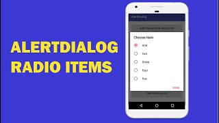 Android tutorial  49  How Create AlertDialog with Array List Radio Button Item [upl. by Manouch]