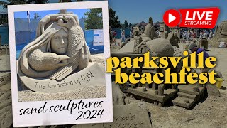 Parksville BeachFest Sand Sculpting Exhibit 2024 Live Walking Tour [upl. by Yticilef204]