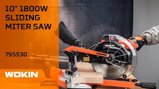 WOKIN 10quot Sliding Miter Saw 045° Bevel Laser Cut [upl. by Madeleine913]