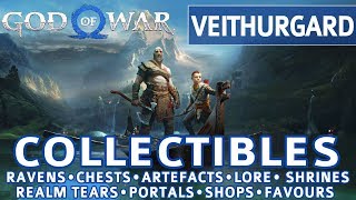 God of War  Veithurgard All Collectible Locations Ravens Chests Artefacts Shrines  100 [upl. by Kurys]