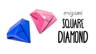 Easy Origami Square Diamond Tutorial  No Glue  Paper Kawaii [upl. by Cohe]