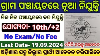 Odisha Panchayat Level Govt Jobs 2024  Odisha Jogana Sahayak Vacancy  Odisha Govt Jobs 2024 [upl. by Seligman]