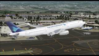 AIRBUS A330 300 GARUDA INDONESIA AIRLINES TAKE OFF FROM HONOLULU INTL AIRPORT FS9 HD [upl. by Anitrebla753]