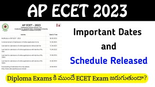 AP ECET Exam Schedule Released  Fee Payment amp Exam dates Released [upl. by Suhpoelc]