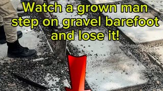 Grown man crumbles when he steps on gravel shorts [upl. by Trefler]