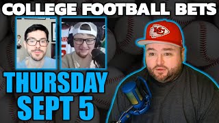 Live Bets With Kyle Kirms College Football Picks Thursday September 5 [upl. by Hcurob]