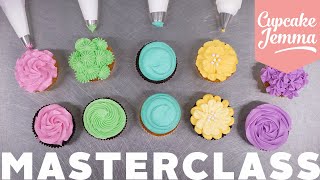 Buttercream Piping Cupcake Decorating Masterclass amp Tutorial  Cupcake Jemma [upl. by Ellerud]