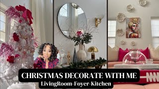 CHRISTMAS DECORATE WITH ME 2024  LIVING ROOM FOYER KITCHEN  DECORATE MY HOME FOR THE HOLIDAYS [upl. by Nired]