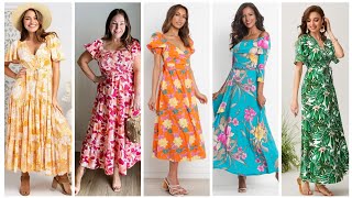 Ideas de diseños de vestidos maxi estampados largos muy atractivos y hermosos para damas [upl. by Naryb]