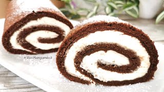 Rotolo al cacao con panna e nutella golosissimo [upl. by Yecies]