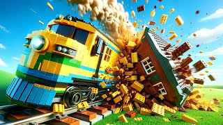 I RUINED OBs House with a LEGO TRAIN in Brick Rigs Multiplayer [upl. by Rea223]