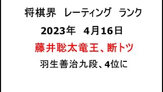 将棋界、レーティングランキング、2023年4月16日、藤井聡太竜王が断トツ、羽生善治九段が4位に [upl. by Ecnaiva]