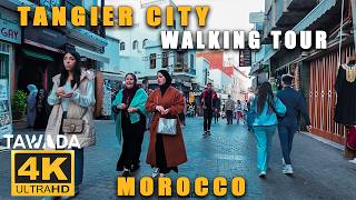 Tangier city DAY TO NIGHT walking tour 2024  Morocco 4k UHD [upl. by Maryjo]