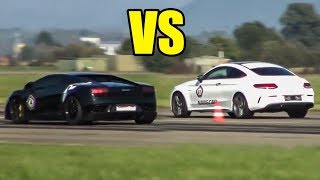 Mercedes C63S AMG Coupe vs Lamborghini Gallardo  RACE [upl. by Adnor124]