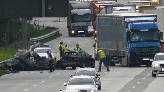 A1 Unfall mit LKW  Anhänger umgekippt  10 km Stau 101012 [upl. by Iahk543]