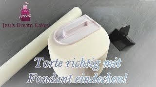 Torte richtig mit Fondant eindeckenFondanttorte überziehenkurzes Basicvideo [upl. by Atinrahs620]