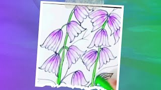 How to draw bluebell flower with pastel color step by step drawing for beginners [upl. by Harbison191]