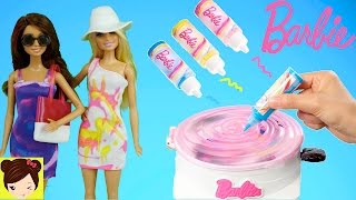 Diseñamos Vestidos de Barbie con Pinturas  Juego de Moda Barbie Gira y Diseña [upl. by Ehrsam988]