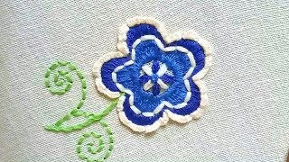 A flower pattern with Roumanian Couching Stitch and Satin Stitcheasy and beautiful [upl. by Dinnie353]