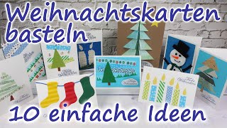 Weihnachtskarten basteln 10 einfache Ideen 🎅 [upl. by Zinck]