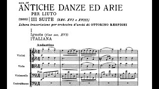 O Respighi  Ancient Airs and Dances Suite No 3 SCORE VIDEO [upl. by Esyla92]