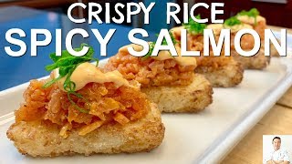 Crispy Rice Spicy Salmon  Gourmet Sushi on the Cheap [upl. by Oiralih]