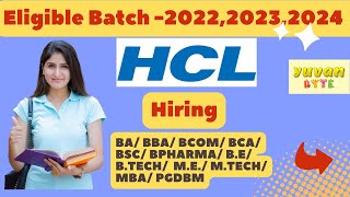 HCL Off Campus Drive Direct Hiring 2024  Application Link  Criteria [upl. by Edea]