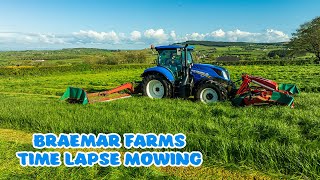 Time Lapse  New Holland T6180 Mowing  Mowing First Cut Silage [upl. by Hamrnand]