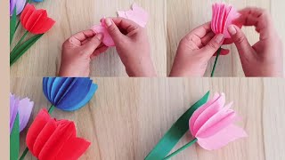 Como hacer Flores de Papel  Tulipanes  DIY  Manualidades [upl. by Siskind688]