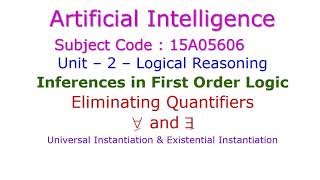 Inference in First Order Logic FOLEliminating QuantifiersUniversal amp Existential Instantiation [upl. by Tnomed]