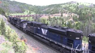 SD70MAC led coal train climbs Mullan Pass [upl. by Yllitnahc721]