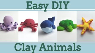 Easy Clay Animals for Beginners 1│5 in 1 Polymer Clay Tutorial [upl. by Adnileb]