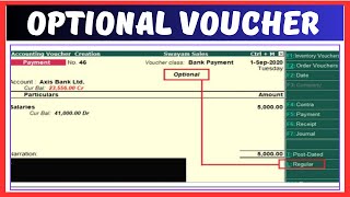 Use Optional Vouchers in Tally ERP In Hindi [upl. by Lymn132]