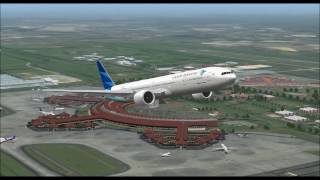 BOEING 777 300ER GARUDA INDONESIA TAKE OFF FROM SOEKARNO HATTA INTL JAKARTA FS9 HD [upl. by Henig]