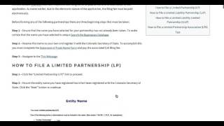 How to Start a Partnership LP LLP LLLP LPA in Colorado  Secretary of State [upl. by Onek727]