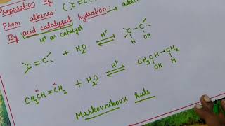 Preparation of Alcohols from alkenes  Mechanism of Acid Catalysed Hydration [upl. by Bowie68]