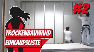 Einkaufsliste für deine Trockenbauwand Metallprofile und Gipskartonplatten [upl. by Ahsirek]