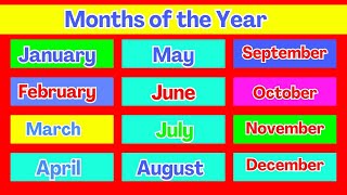 12 Months of the Year with Spellings  January February Months Name For Kids  Preschool Learning [upl. by Munson]