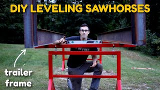 DIY Leveling Sawhorse Build HEAVY DUTY [upl. by Giarc690]