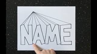 1Point Perspective Name Drawing Tutorial [upl. by Aneekahs847]