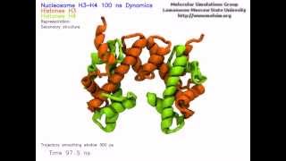 100ns Molecular Dynamics of the Nucleosome H3H4 tetramer [upl. by Doran329]