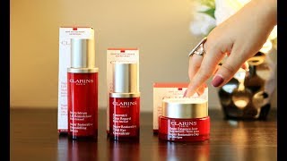 CLARINS SUPER RESTORATIVE LINE  Remodelling Serum Total Eye Concentrate Day amp Night Creams [upl. by Burnight]