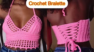 Crochet Ribbed Bralette Top With Mesh Detail [upl. by Cowley96]