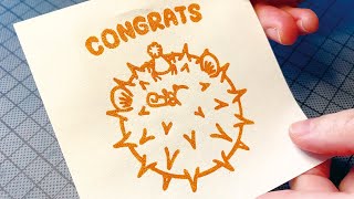 판화 Congratulations  Postcard printmaking  Linocut ProcessVideo [upl. by Anitneuq773]