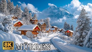 MÜRREN 🇨🇭 ❄️The Most Charming Alpine Winter Village ❄️ in Switzerland 8K ❄️ [upl. by Cock]